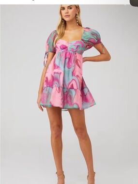 Amanda Uprichard Sicily Dress Small Pink Blue Floral Mini Dress